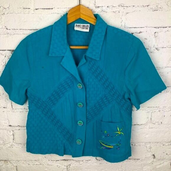 Vintage 90's Hand Painted Palm Tree Jacket - Picture 1 of 6